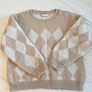 Sandro Beige Argyle Sweater